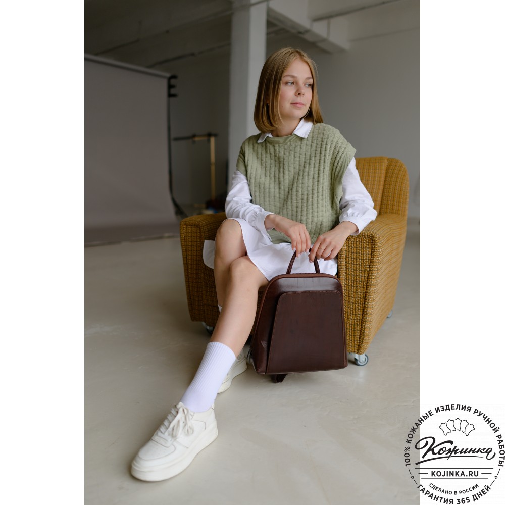 Женский кожаный рюкзак "Джорджия" (синий)